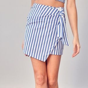 Striped Side Tie Skirt